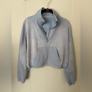 powder blue Brushed Softstreme Ribbed Half Zip with slight distressing